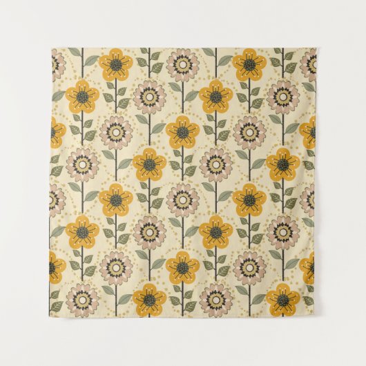 Retro Bloom Harmony Wandteppich (Vorderseite)