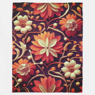 "Retro Bloom - Nahtloses Muster Fleecedecke