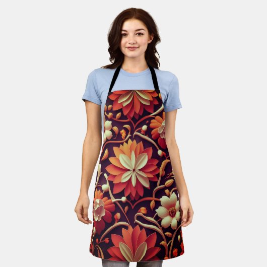 "Retro Bloom - Nahtloses Muster Schürze (Getragen)