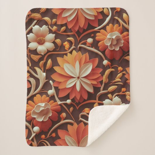 "Retro Bloom - Nahtloses Muster Sherpadecke (Vorderseite)