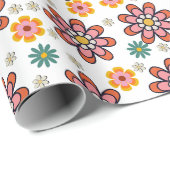 Retro Bloom Pop Geschenkpapier (Rolleneckpunkt)