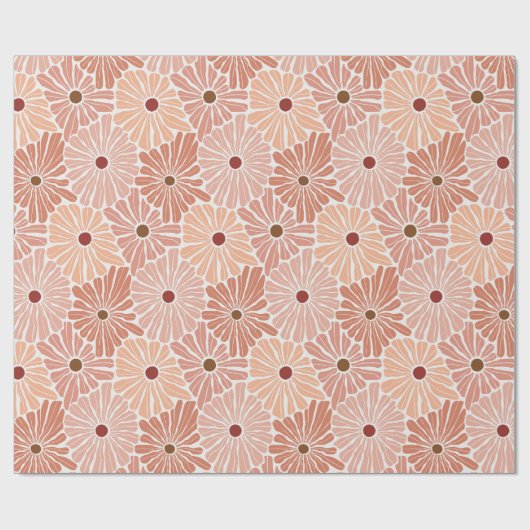 Retro Blooming Daisies Geschenkpapier (Flach)