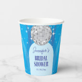 Retro Blue 70s Disco Dancing Queen Bridal Shower Pappbecher (Rückseite)