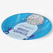 Retro Blue 70s Disco Dancing Queen Bridal Shower Pappteller (Schrägansicht)