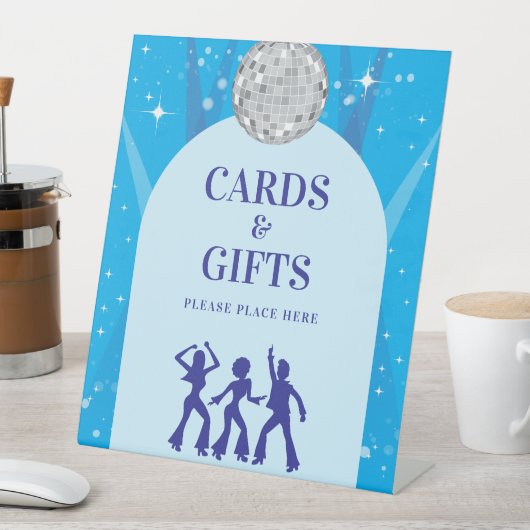 Retro Blue 70s Disco Dancing Queen Cards & Gifts Sockelschild (In Situ)
