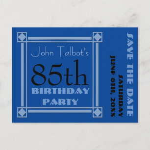 Retro Blue 85. Geburtstagsparty Save the Date P Ankündigungspostkarte