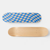 Retro Blue Abstract Checkerboard Wavy Shapes Skateboard (Horizontal)