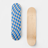 Retro Blue Abstract Checkerboard Wavy Shapes Skateboard (Vorderseite)