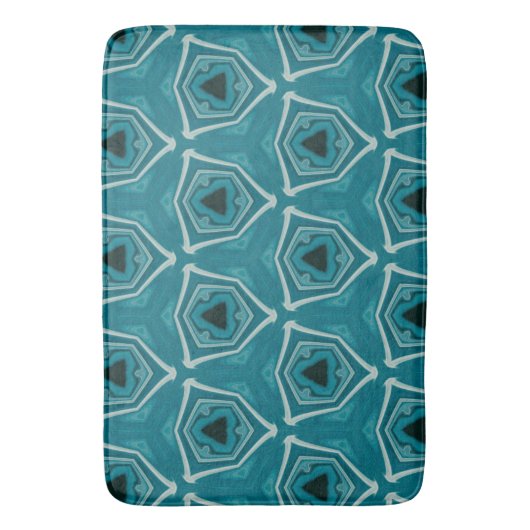 Retro Blue Abstrakt Modern Print Badematte (Vorderseite Vertikal)