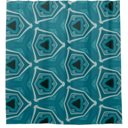 Retro Blue Abstrakt Modern Print Duschvorhang (Vorderseite)