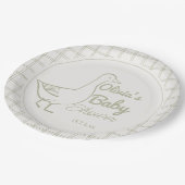 Retro Blue Albern Gänse Hand Drawn Baby Boy Dusche Pappteller (Schrägansicht)