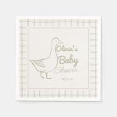 Retro Blue Albern Gänse Hand Drawn Baby Boy Dusche Serviette (Vorderseite)