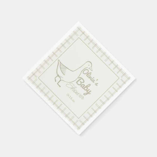 Retro Blue Albern Gänse Hand Drawn Baby Boy Dusche Serviette (Ecke)