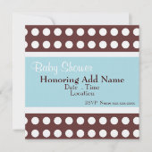 Retro Blue and Brown Dots Kinderdusche Einladung (Vorderseite)