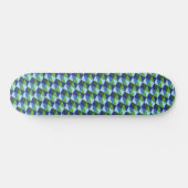 Retro Blue and Green Geometric Triangles Skateboard (Horizontal)