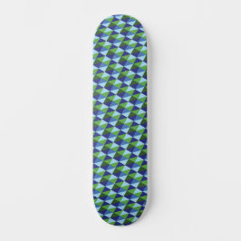 Retro Blue and Green Geometric Triangles Skateboard