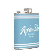 Retro Blue Apres Ski Custom Ski Resort & Year Flachmann (Rechts)