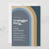 Retro Blue Arch Foto 2025 Graduation Party Einladung (Rückseite)