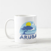 Retro Blue Aruba Divi Tree, Sun und Ocean Kaffeetasse (Links)