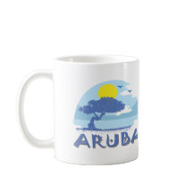 Retro Blue Aruba Divi Tree, Sun und Ocean