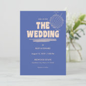 Retro Blue & Beige Bold Typography Wedding Einladung (Stehend Vorderseite)