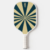 Retro Blue &Beige Stripes Script Minimalist Name Pickleball Schläger (Vorderseite)