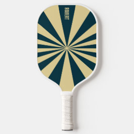 Retro Blue &Beige Stripes  Script Minimalist Name Pickleball Schläger