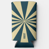 Retro Blue &Beige Stripes  Script Minimalist Name Selters Dosenkühler (Vorderseite)