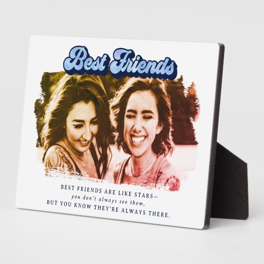 Retro Blue Best Friends Keepake Fotoplatte (Seite)