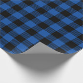 Retro Blue Black Christmas Holiday Tartan Kariert Geschenkpapier (Ecke)