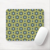 Retro Blue & Black Daisis auf grünem Blumenmuster Mousepad (Mit Mouse)