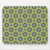 Retro Blue & Black Daisis auf grünem Blumenmuster Mousepad (Vorne)