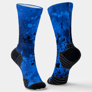 Retro Blue & Black Paint Spritzer Socken