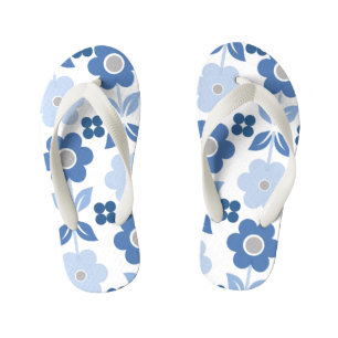 Retro Blue Blumen Kinder Flip Flops Kinderbadesandalen