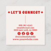 Retro Blue Bold 70's Boho Groovy Checkered Trendy Quadratische Visitenkarte (Rückseite)