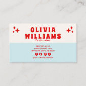 Retro Blue Bold Groovy Checkered Trendy Funky Fun Visitenkarte (Rückseite)