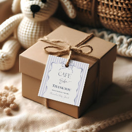 Retro Blue Bow Cafe Bebe Boy Coffee Baby Shower Geschenkanhänger