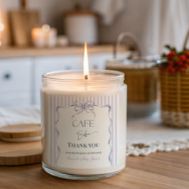 Retro Blue Bow Cafe Bebe Boy Coffee Baby Shower Quadratischer Aufkleber