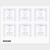 Retro Blue Bow Cafe Bebe Boy Coffee Baby Shower Quadratischer Aufkleber (Blatt)