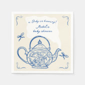 Retro Blue Bows Teekanne Baby Brauen Dusche Serviette (Vorderseite)