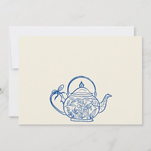 Retro Blue Bows Teekanne Baby Braut Baby Dusche Dankeskarte (Rückseite)