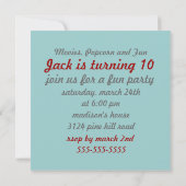 Retro Blue Boys Film Geburtstagsparty Einladung (Rückseite)