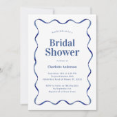 Retro Blue Bridal Dusche Einladung (Vorderseite)