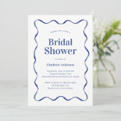 Retro Blue Bridal Dusche Einladung (Stehend Vorderseite)