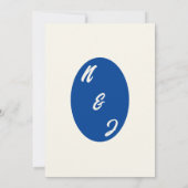 Retro Blue Bright Funky Bold Modern Einzigartige H Save The Date (Rückseite)