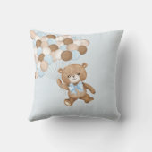 Retro Blue Brown Teddy Bear Balloons Baby Boy Kissen (Rückseite)