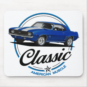 Retro Blue Camaro Classic Mousepad