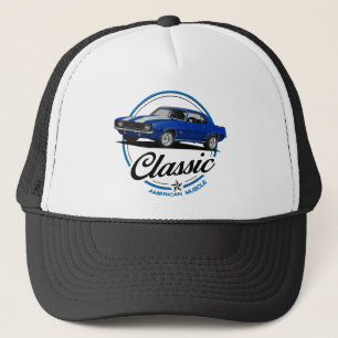 Retro Blue Camaro Classic Truckerkappe