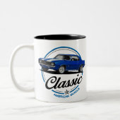 Retro Blue Camaro Classic Zweifarbige Tasse (Links)