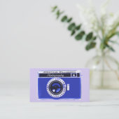 Retro Blue Camera Fotografy Business Cards Visitenkarte (Stehend Vorderseite)